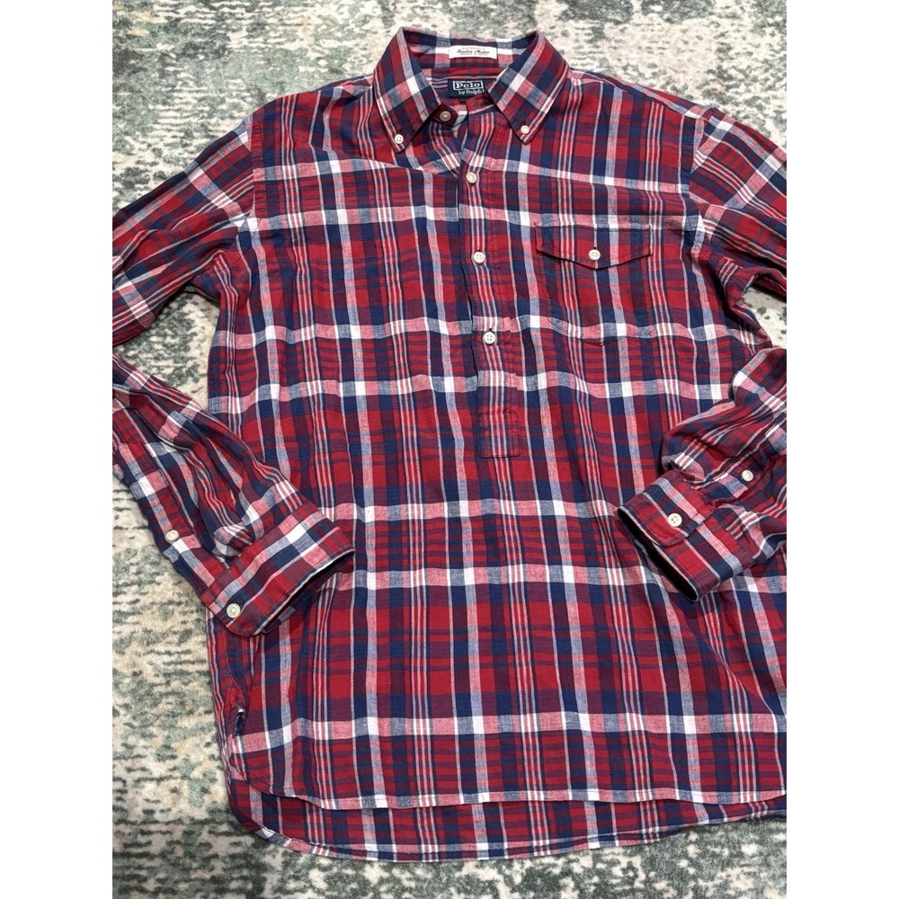 Polo by Ralph Lauren Red and Blue Plaid Button-Down Shirt